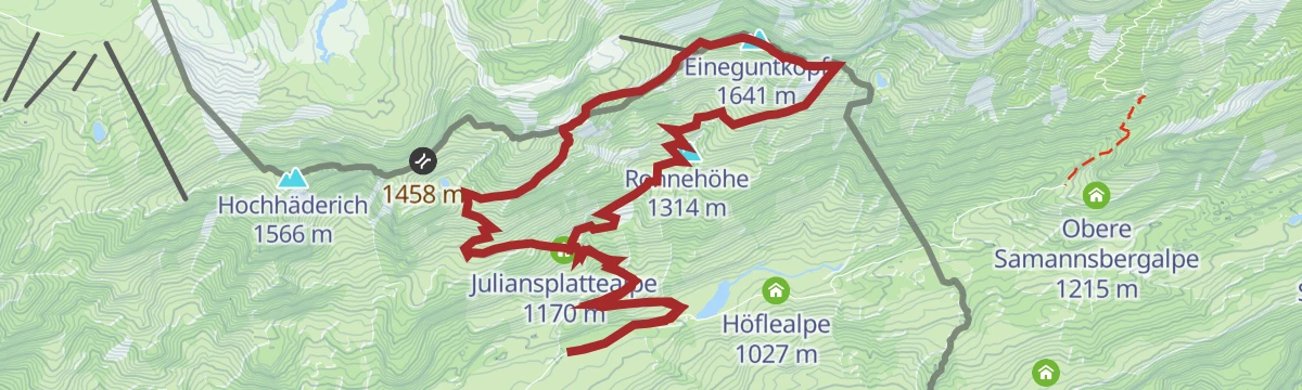 Route map: Hittisau | Rundwanderung Lecknertal – Rohnehöhe